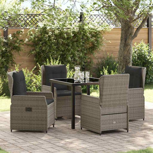 vidaXL Garten Essgruppe 3 pcs Schwarz Poly-Rattan