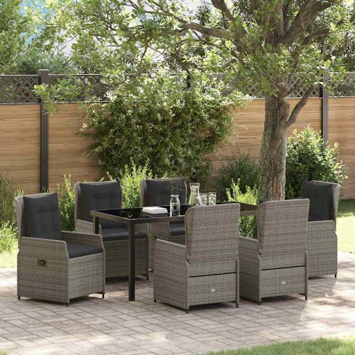 vidaXL Garten Essgruppe 3 pcs Schwarz Poly-Rattan