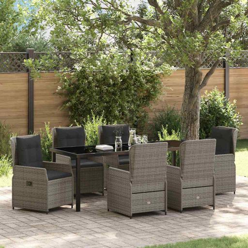 vidaXL Garten Essgruppe 3 pcs Schwarz Poly-Rattan