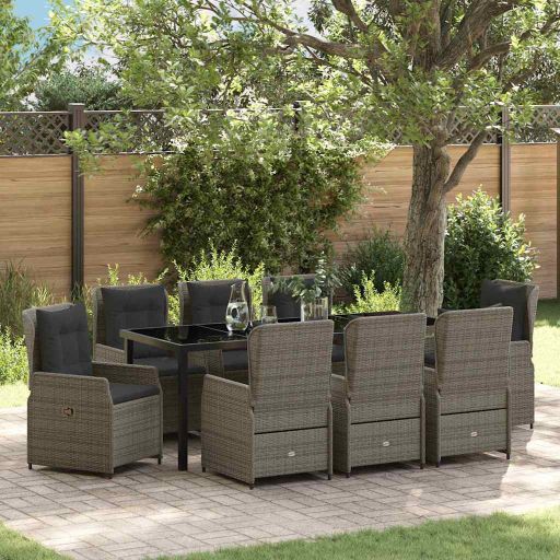 vidaXL Garten Essgruppe 3 pcs Schwarz Poly-Rattan