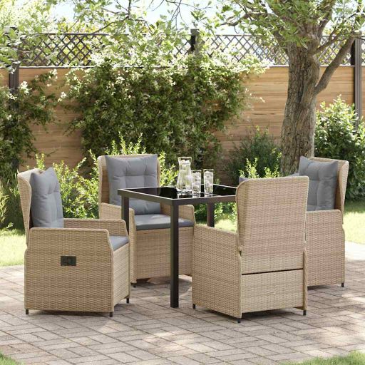 vidaXL Garten Essgruppe 3 pcs Schwarz Poly-Rattan