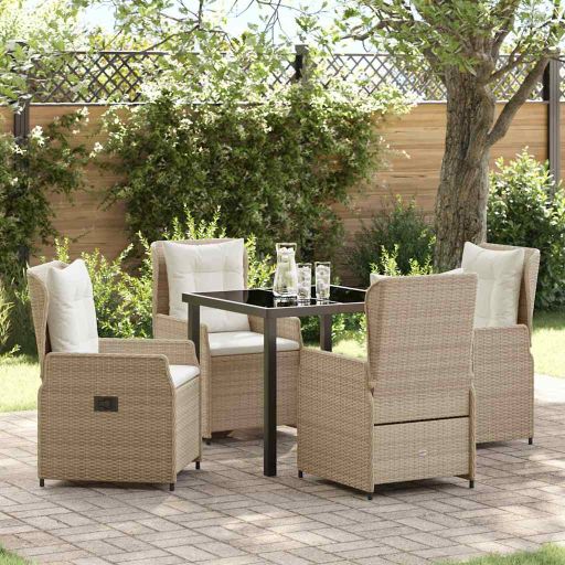 vidaXL Garten Essgruppe 3 pcs Schwarz Poly-Rattan