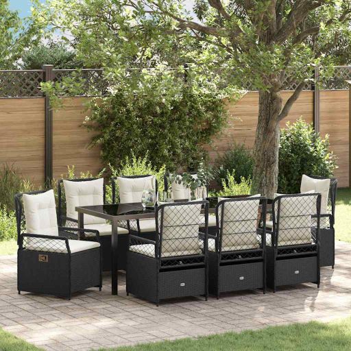 vidaXL Garten Essgruppe 3 pcs Schwarz Poly-Rattan