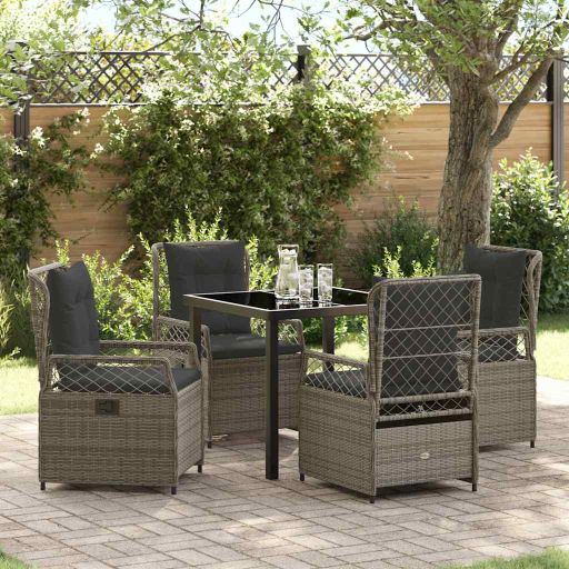 vidaXL Garten Essgruppe 3 pcs Schwarz Poly-Rattan