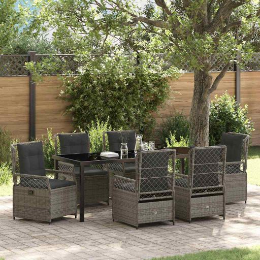 vidaXL Garten Essgruppe 3 pcs Schwarz Poly-Rattan