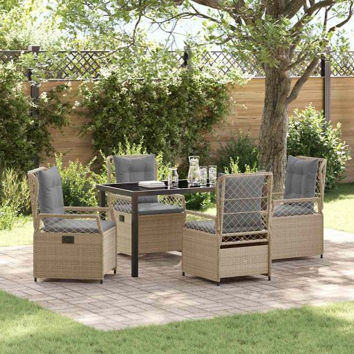 vidaXL Garten Essgruppe 3 pcs Schwarz Poly-Rattan