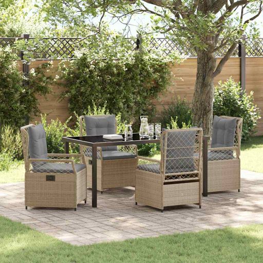 vidaXL Garten Essgruppe 3 pcs Schwarz Poly-Rattan