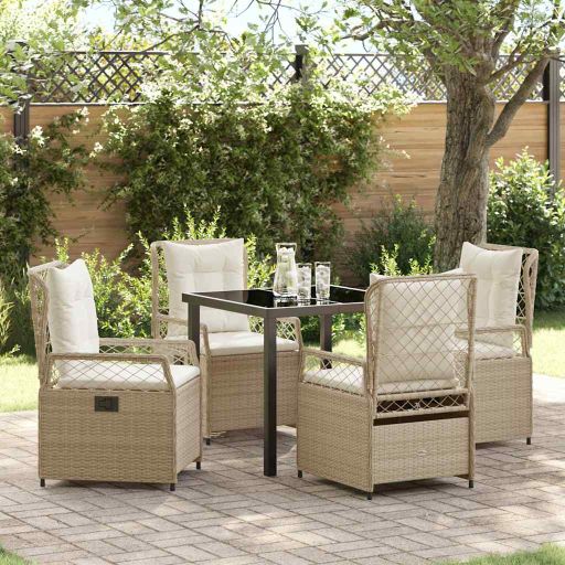 vidaXL Garten Essgruppe 3 pcs Schwarz Poly-Rattan