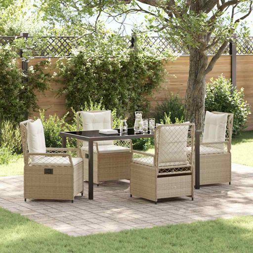 vidaXL Garten Essgruppe 3 pcs Schwarz Poly-Rattan
