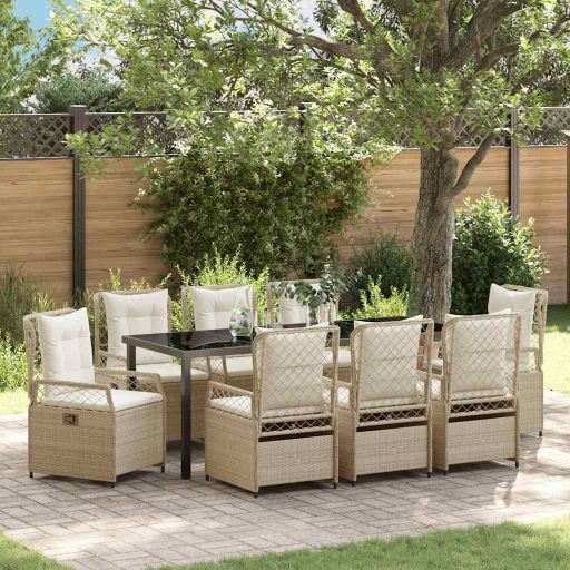 vidaXL Garten Essgruppe 3 pcs Schwarz Poly-Rattan