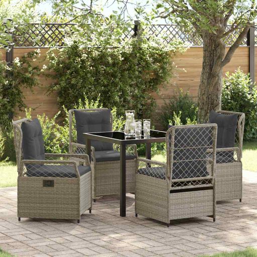 vidaXL Garten Essgruppe 3 pcs Schwarz Poly-Rattan