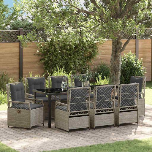 vidaXL Garten Essgruppe 3 pcs Schwarz Poly-Rattan