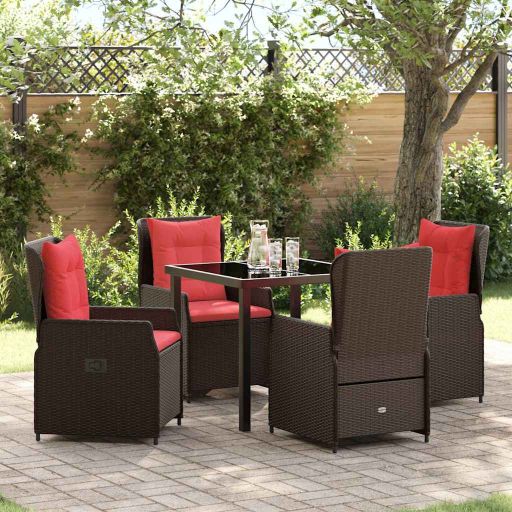 vidaXL Garten Essgruppe 3 pcs Braun Poly Rattan