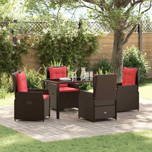 vidaXL Garten Essgruppe 3 pcs Braun Poly Rattan