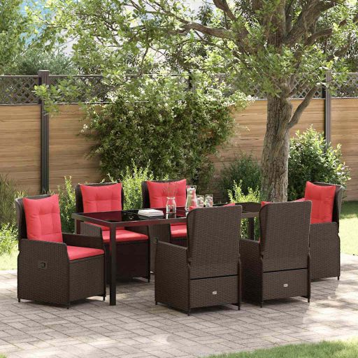vidaXL Garten Essgruppe 3 pcs Braun Poly Rattan