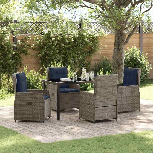 vidaXL Garten Essgruppe 3 pcs Braun Poly Rattan