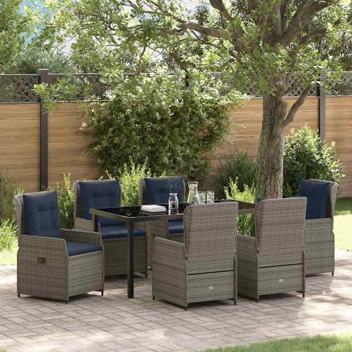 vidaXL Garten Essgruppe 3 pcs Braun Poly Rattan