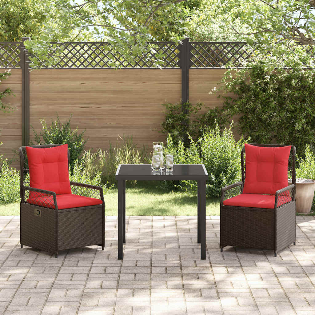 vidaXL Garten Essgruppe 3 pcs Braun Poly-Rattan