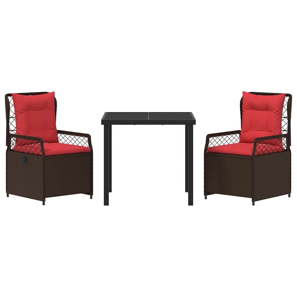 vidaXL Garten Essgruppe 3 pcs Braun Poly-Rattan