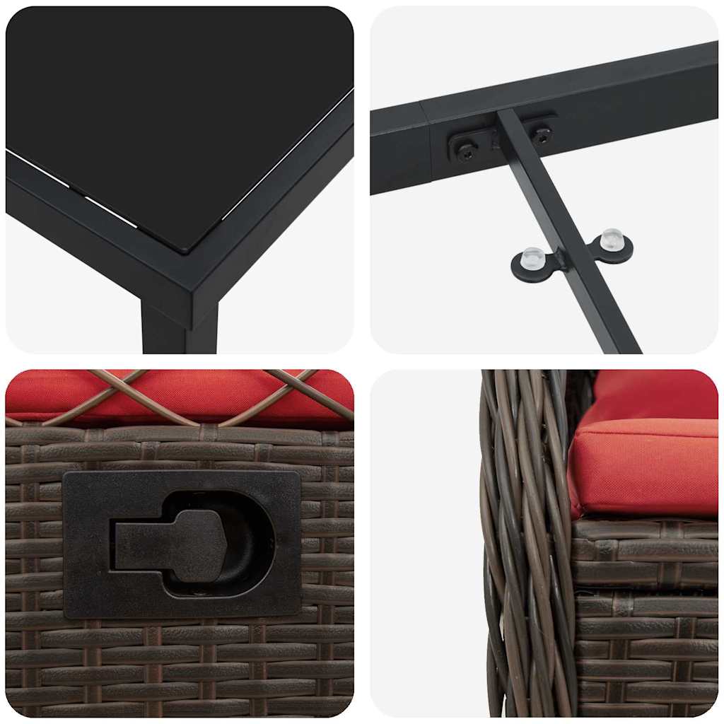 vidaXL Garten Essgruppe 3 pcs Braun Poly-Rattan