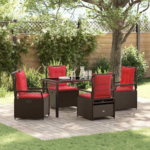 vidaXL Garten Essgruppe 3 pcs Braun Poly-Rattan