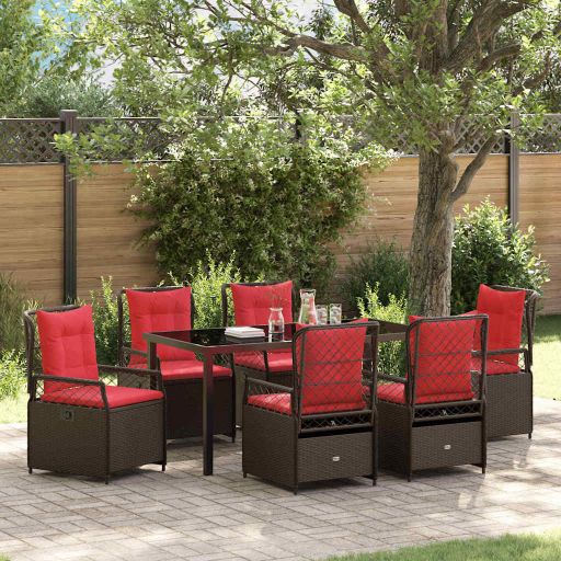 vidaXL Garten Essgruppe 3 pcs Braun Poly-Rattan