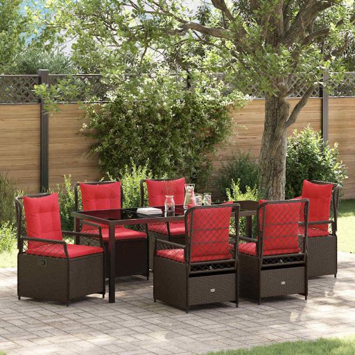 vidaXL Garten Essgruppe 3 pcs Braun Poly-Rattan