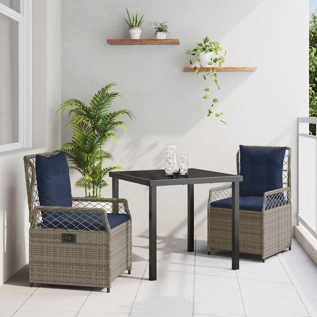 vidaXL Garten Essgruppe 3 pcs Braun Poly-Rattan