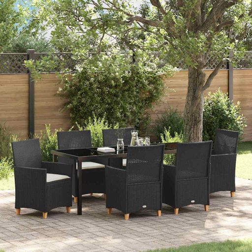 vidaXL Garten Essgruppe 3 pcs Schwarz Poly-Rattan