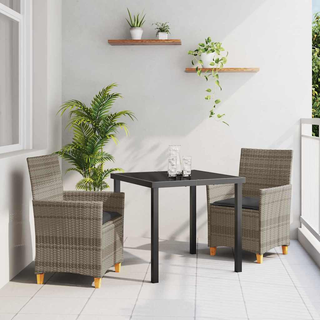 vidaXL Garten Essgruppe 3 pcs Schwarz Poly-Rattan