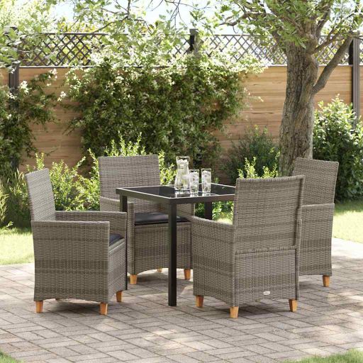 vidaXL Garten Essgruppe 3 pcs Schwarz Poly-Rattan
