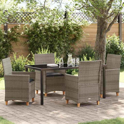 vidaXL Garten Essgruppe 3 pcs Schwarz Poly-Rattan
