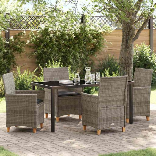 vidaXL Garten Essgruppe 3 pcs Schwarz Poly-Rattan