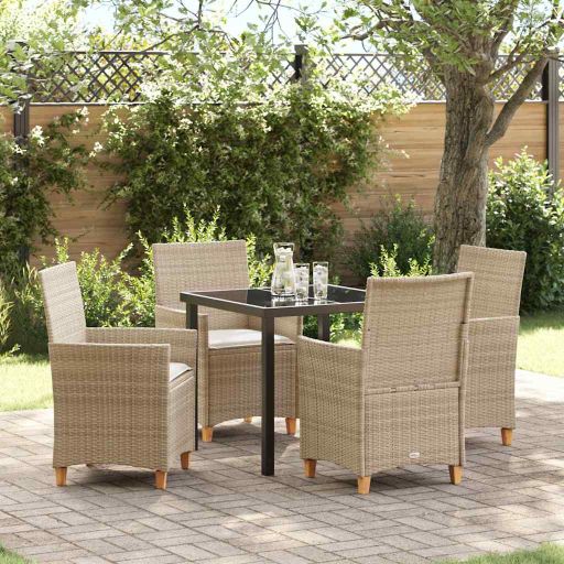vidaXL Garten Essgruppe 3 pcs Schwarz Poly-Rattan