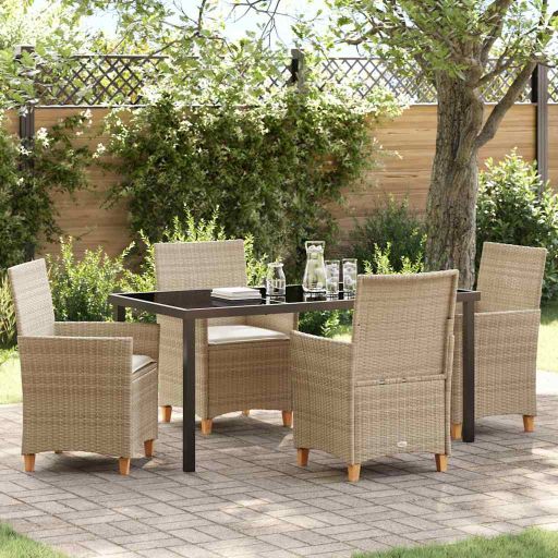 vidaXL Garten Essgruppe 3 pcs Schwarz Poly-Rattan