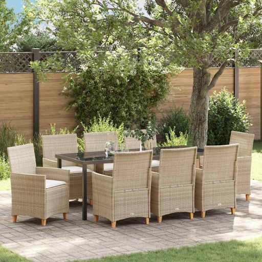 vidaXL Garten Essgruppe 3 pcs Schwarz Poly-Rattan