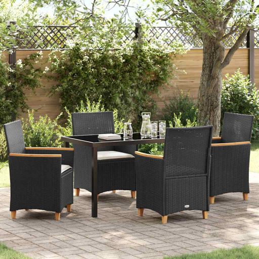 vidaXL Garten Essgruppe 3 pcs Schwarz Poly-Rattan