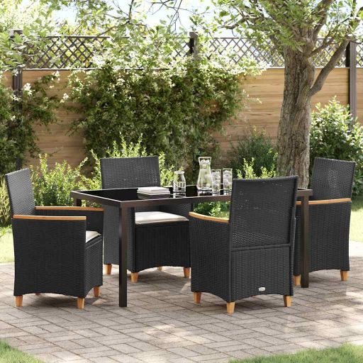 vidaXL Garten Essgruppe 3 pcs Schwarz Poly-Rattan