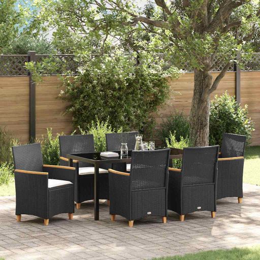 vidaXL Garten Essgruppe 3 pcs Schwarz Poly-Rattan