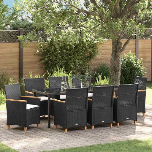 vidaXL Garten Essgruppe 3 pcs Schwarz Poly-Rattan