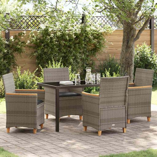 vidaXL Garten Essgruppe 3 pcs Schwarz Poly-Rattan