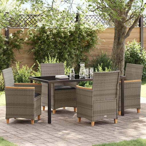 vidaXL Garten Essgruppe 3 pcs Schwarz Poly-Rattan