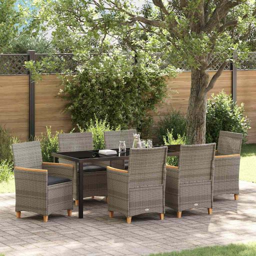 vidaXL Garten Essgruppe 3 pcs Schwarz Poly-Rattan