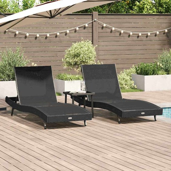 vidaXL Sonnenliege 3 pcs Braun 197 x 70 x 82 cm Poly-Rattan
