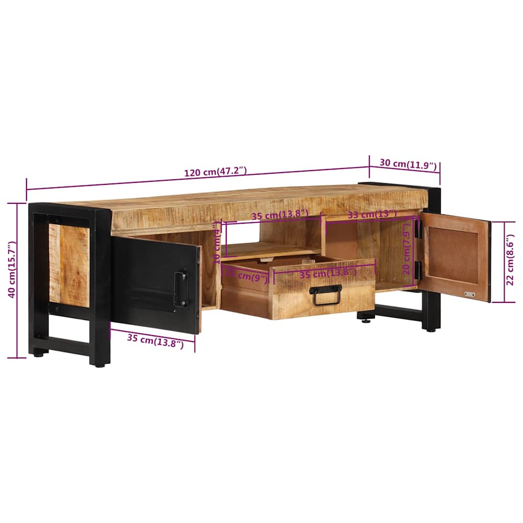 vidaXL TV-Schrank 120x30x40 cm Massivholz Mango