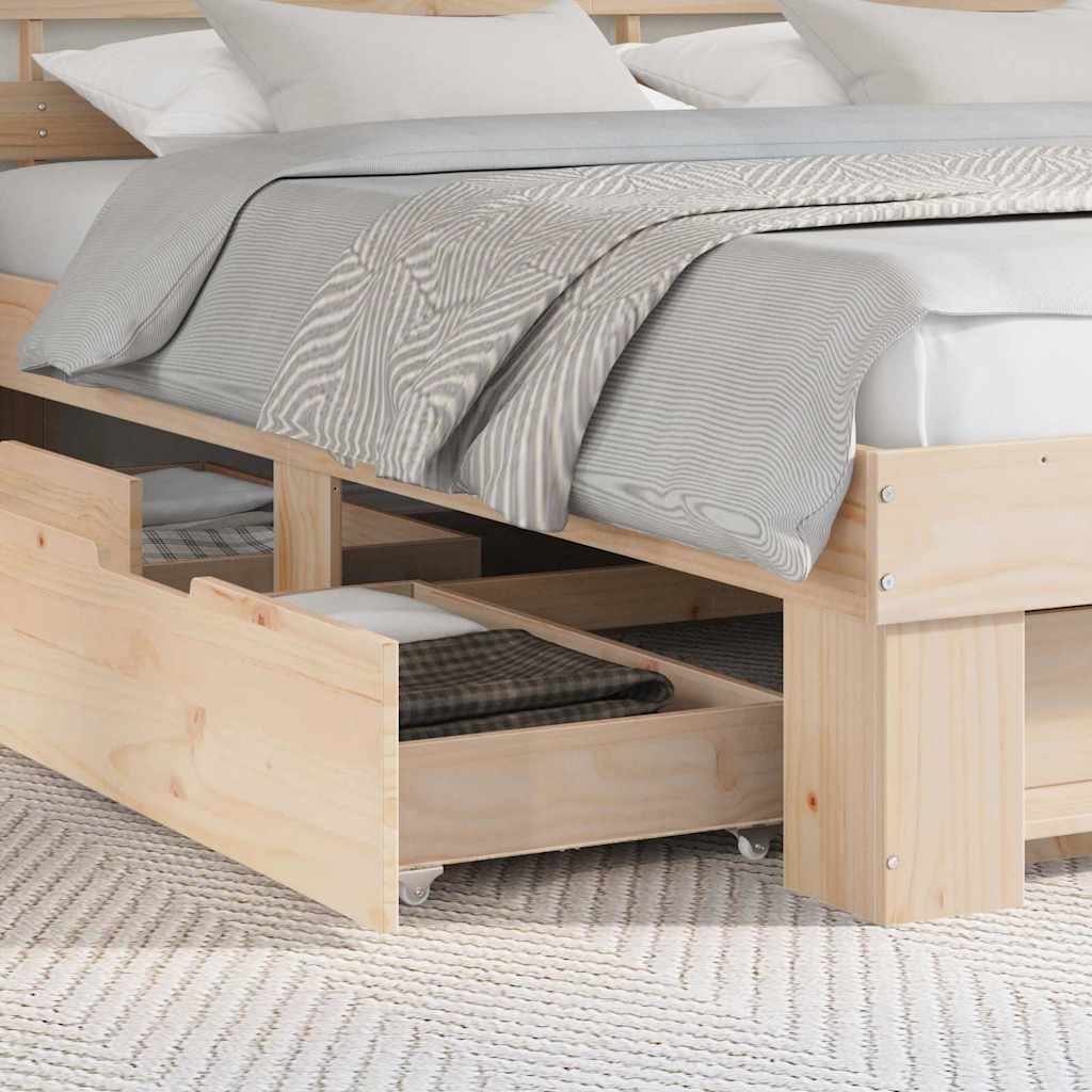 vidaXL Bettrahmen mit Kopfteil Braun 200 x 200 cm Massives Kiefernholz