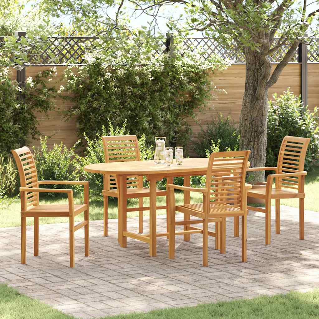 vidaXL Garten Essgruppe 5 pcs Braun Massivholz Teak