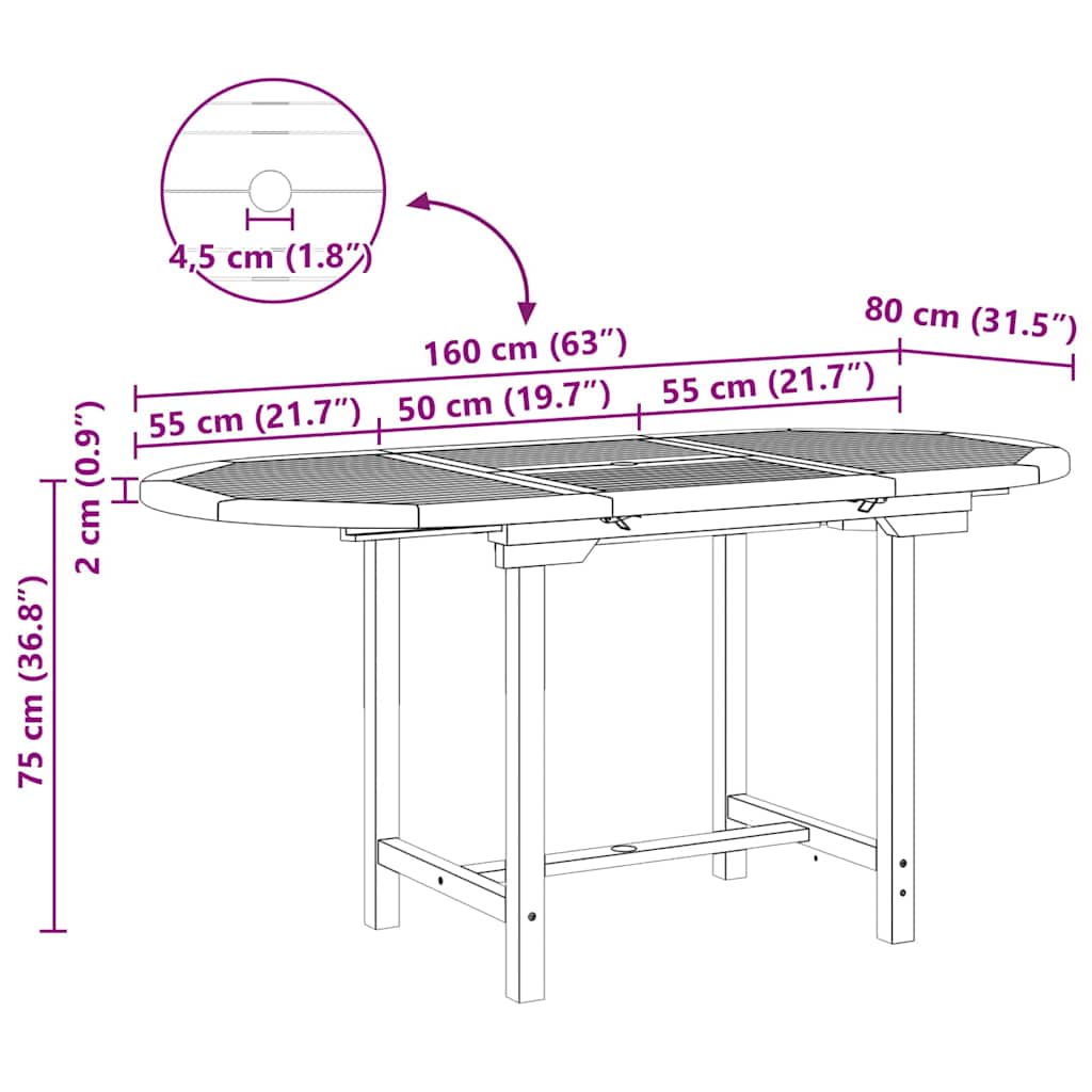 vidaXL Garten Essgruppe 5 pcs Braun Massivholz Teak