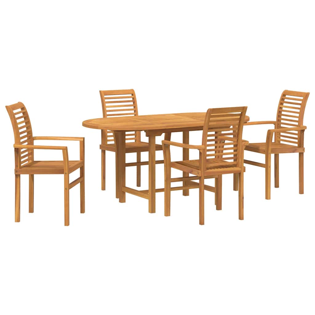 vidaXL Garten Essgruppe 5 pcs Braun Massivholz Teak