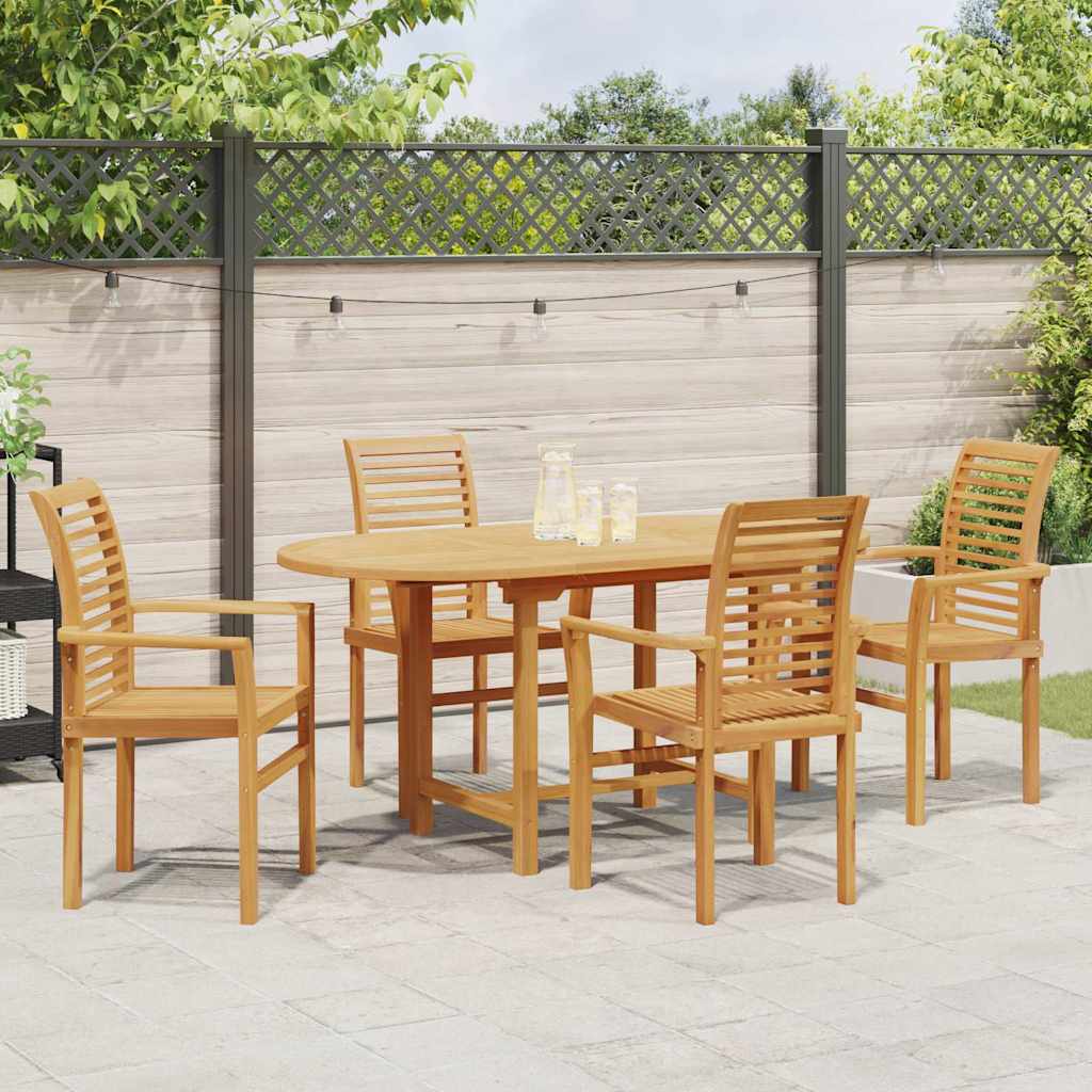 vidaXL Garten Essgruppe 5 pcs Braun Massivholz Teak